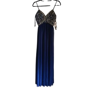 My Michelle Junior's Embellished Dark Blue Prom Homecoming Lined Dress Size 1